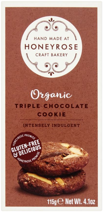 HONEYROSE Triple Chocolate Cookies Organic & Glutenfree 115g lo res