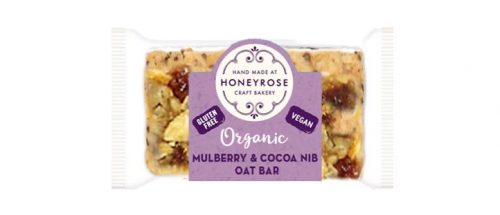Mulberry & Cocoa Nib oat Bar gluten free and organic honeyrose bakery 25g